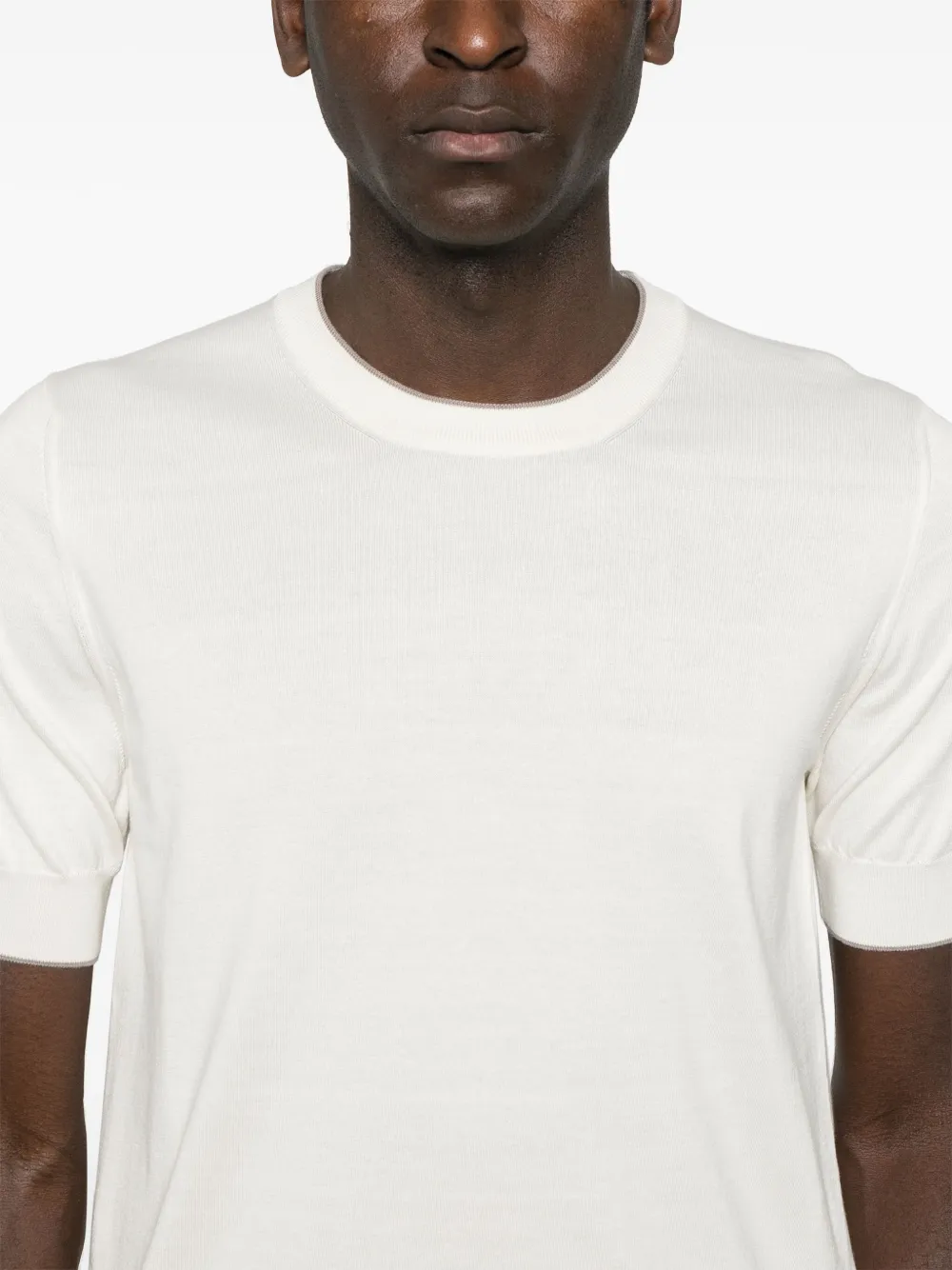 Brunello Cucinelli Fijngebreid T-shirt Beige