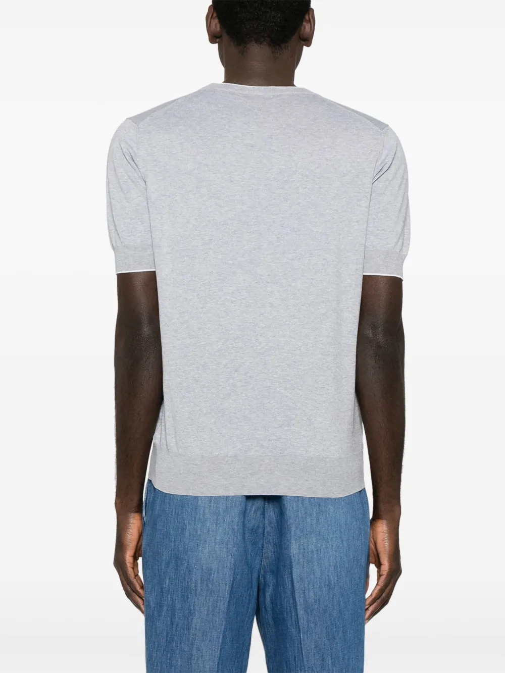 Brunello Cucinelli Fijngebreid T-shirt Grijs