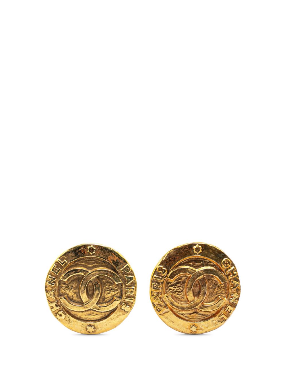 1980-1990 Gold Plated CC Round Clip On costume earrings