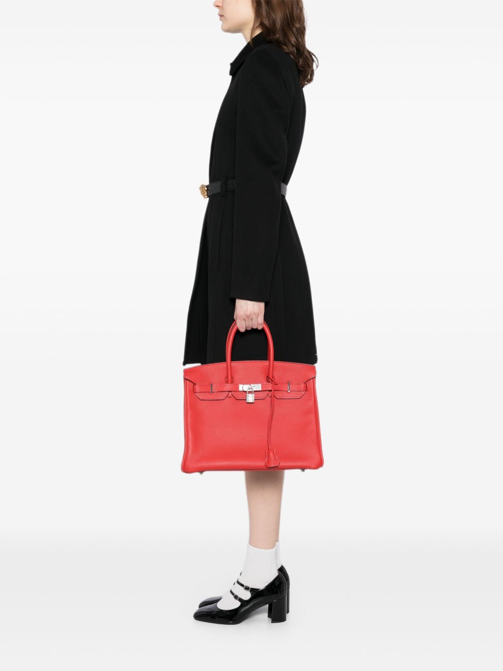 Hermès Pre-Owned Birkin 35 Rouge Casaque Clemence PHW tas - Rood