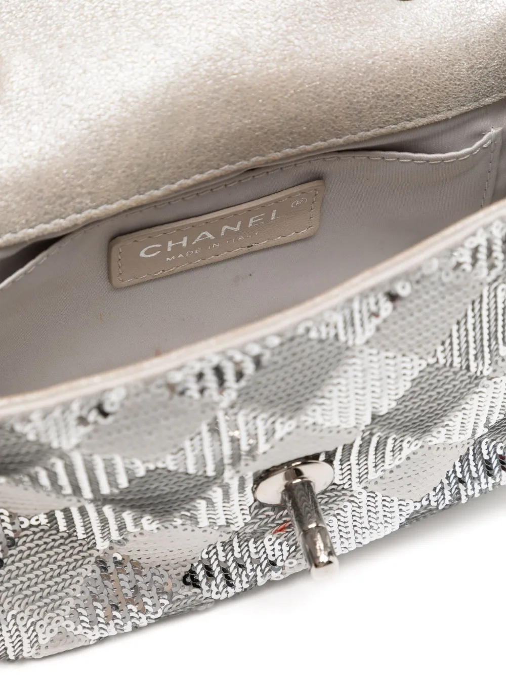 Pre-owned Chanel Mini Flap Shoulder Bag In Silver