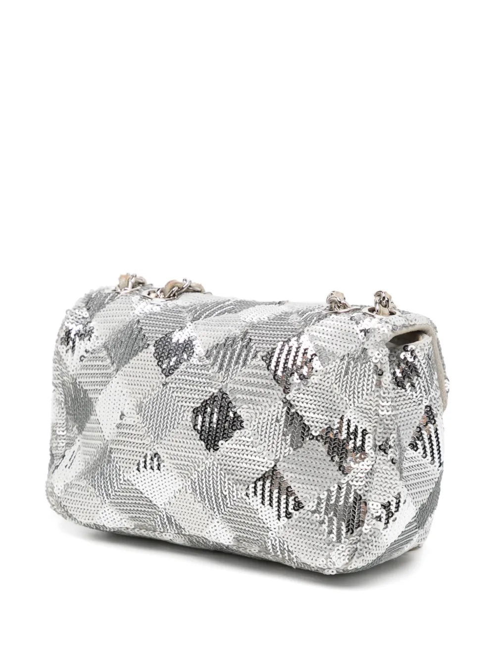 Pre-owned Chanel Mini Flap Shoulder Bag In Silver