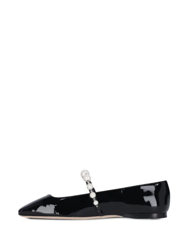 JIMMY CHOO Ade Flat アデ フラットシューズ 36 JIMMY CHOO Ade Flat Black Suede Flats with Pearl