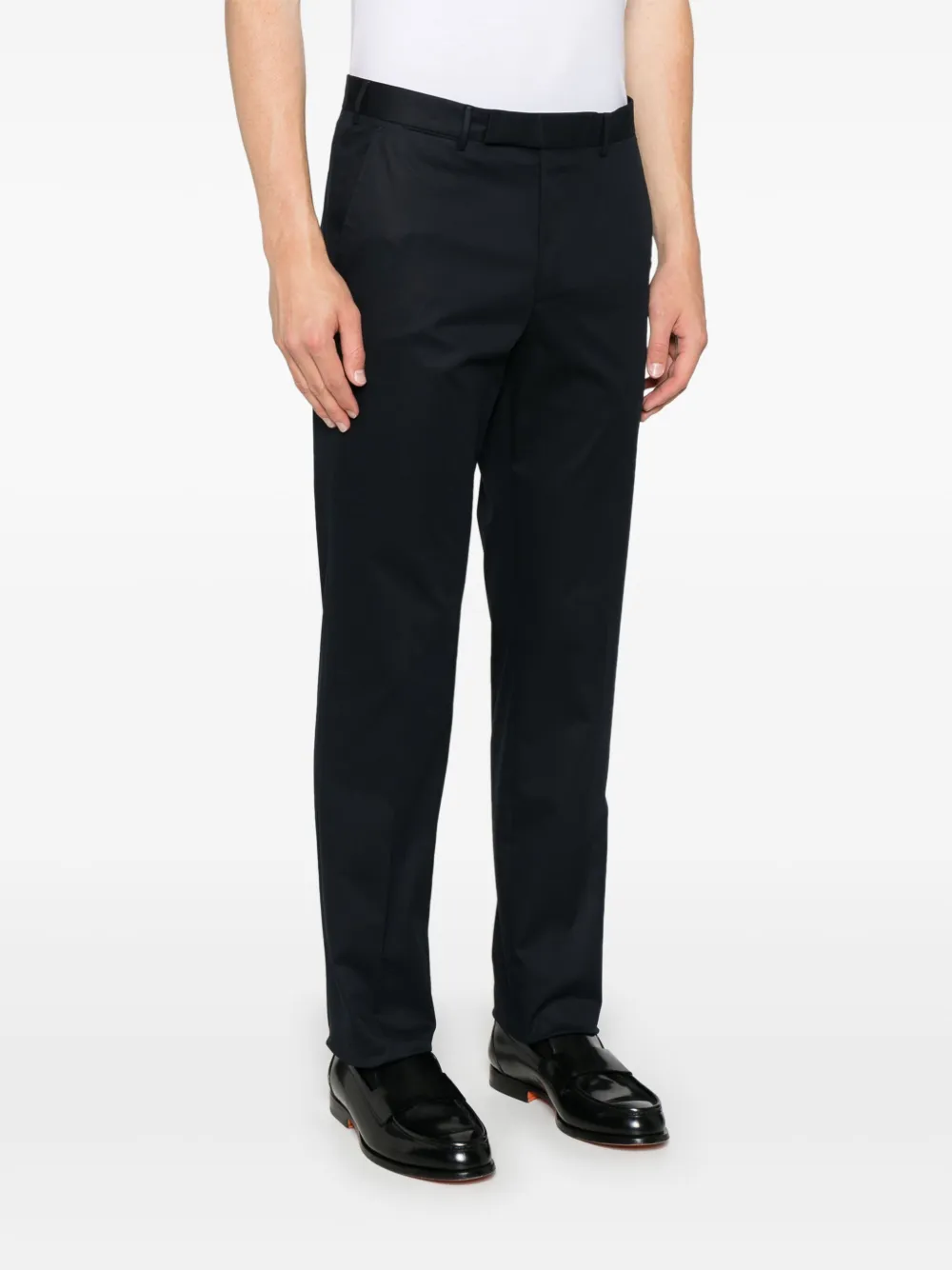 Shop Zegna Tapered Trousers In 蓝色
