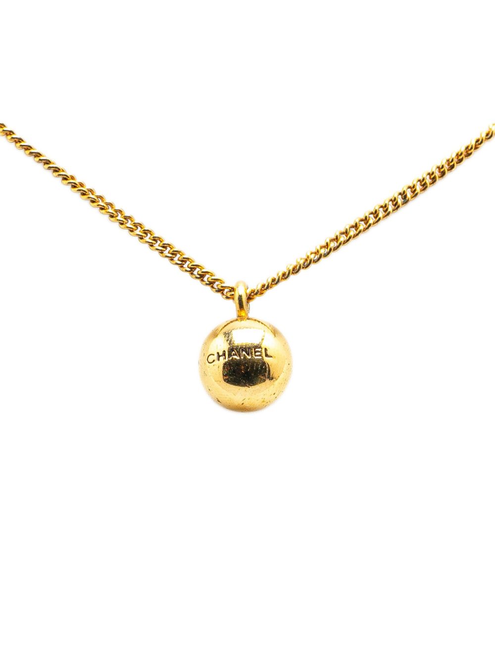 1998 Gold Plated Sphere Charm Pendant costume necklace