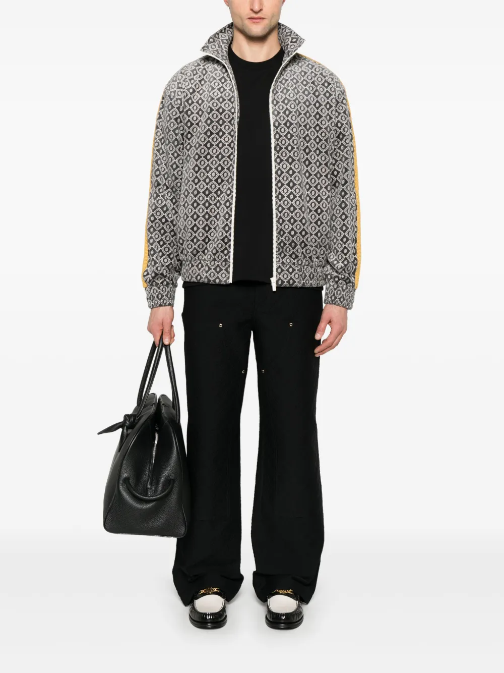 Casablanca Broek met bloemjacquard - Zwart
