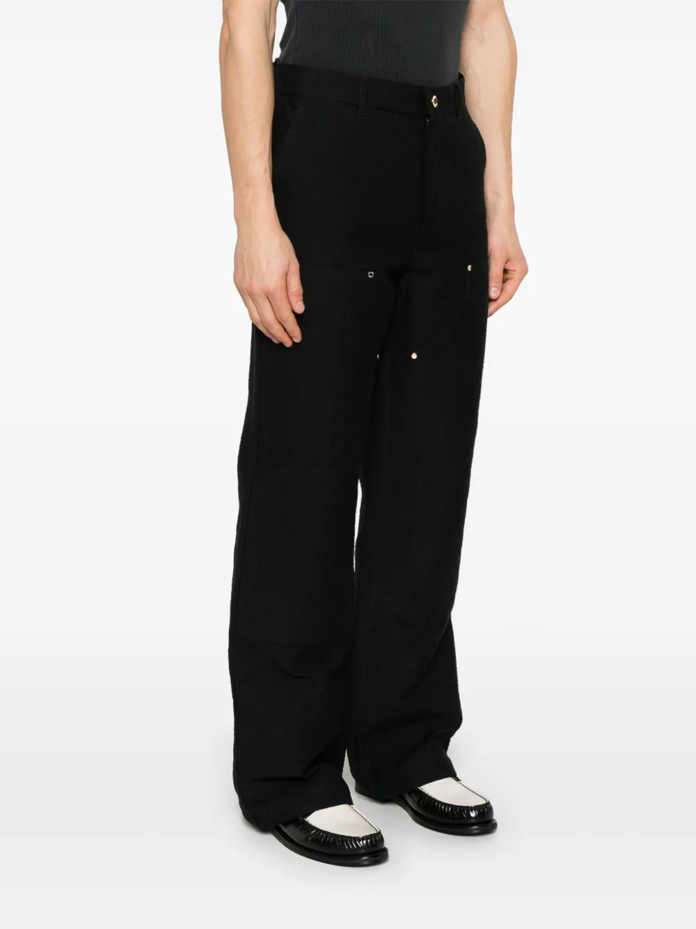 Casablanca Broek met bloemjacquard Zwart