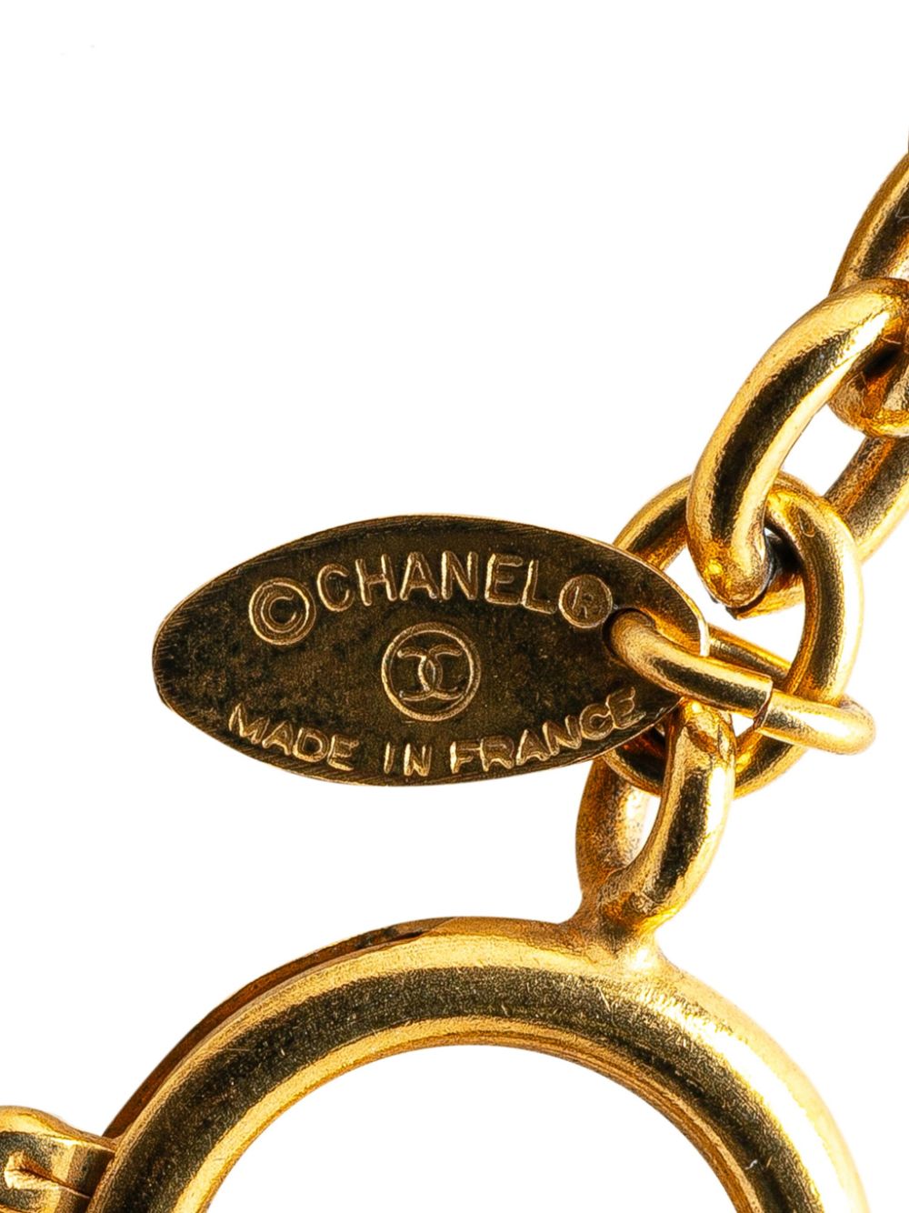 CHANEL Pre-Owned 1970-1980 Gold Plated Quilted CC Pendant costume necklace - Goud