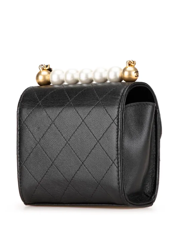 【Chanel】ロゴ ココマーク ゴートスキン ミニバッグ チェーン付 CHANEL Pre-Owned 2000-2023 ミニ ゴートスキン シック パール