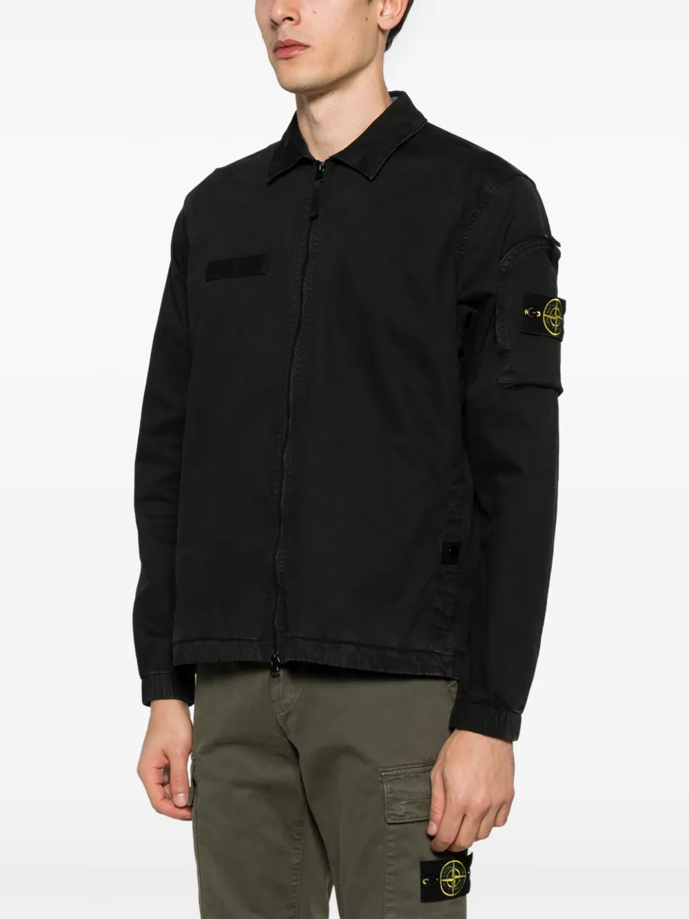 Stone Island Shirtjack met Compass-logopatch Zwart