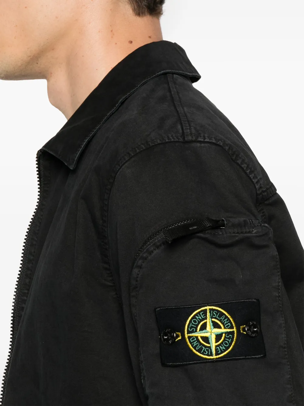 Stone Island Shirtjack met Compass-logopatch Zwart