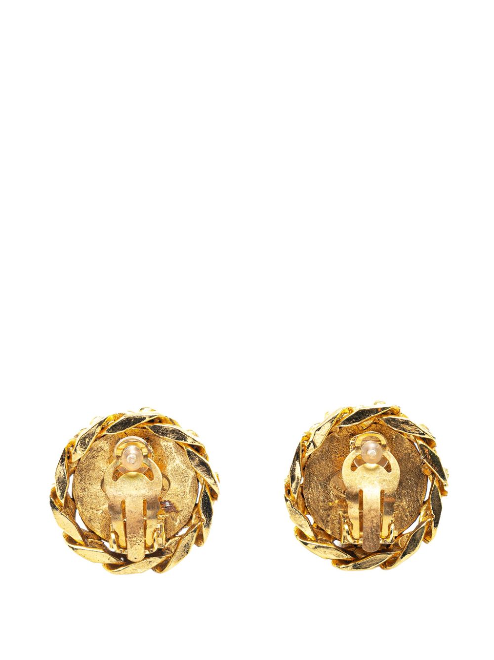 CHANEL Pre-Owned 1980-1990 Gold Plated Rhinestone CC Clip On costume earrings - Goud