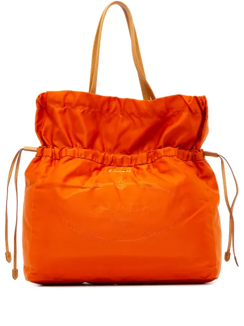 Prada Pre-Owned 2000-2023 Tessuto Logo Drawstring tote bag