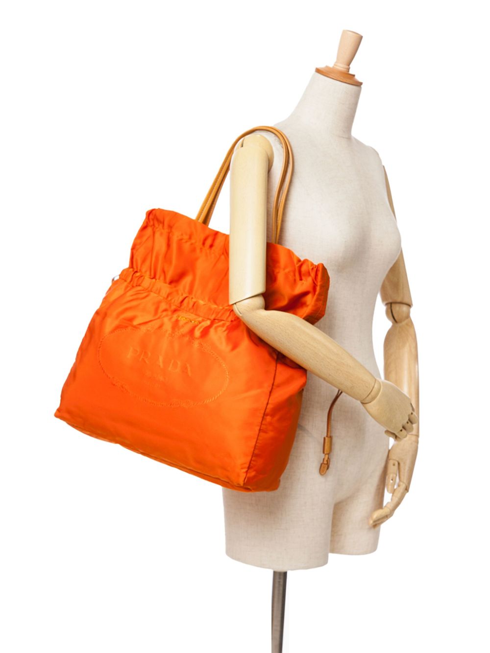 Prada Pre-Owned 2000-2023 Tessuto Logo Drawstring tote bag - Oranje