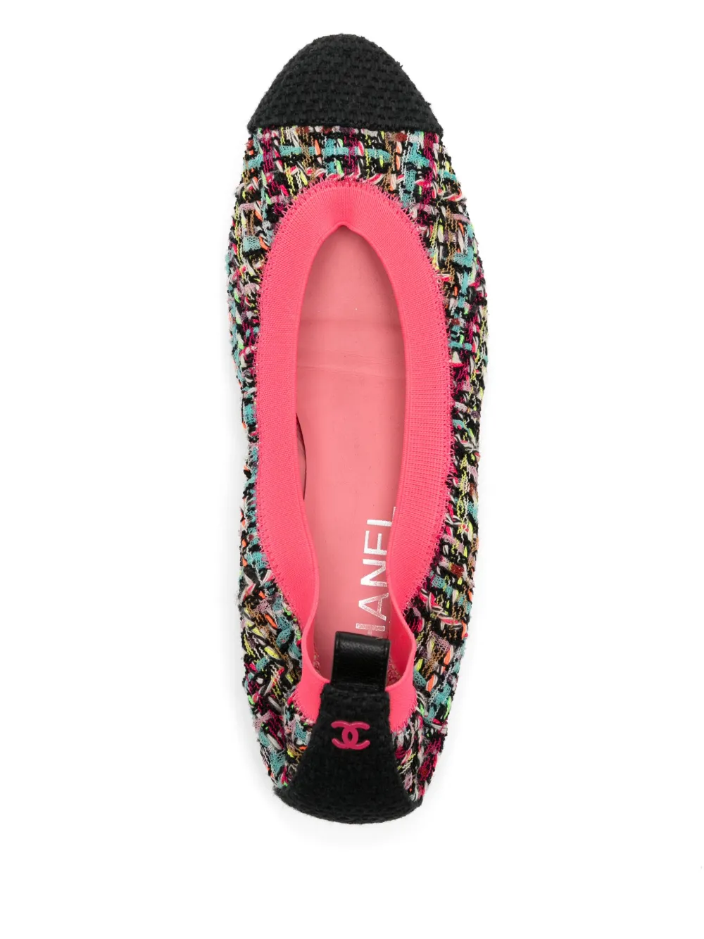 Pre-owned Chanel Tweed Ballerina Shoes In Pink