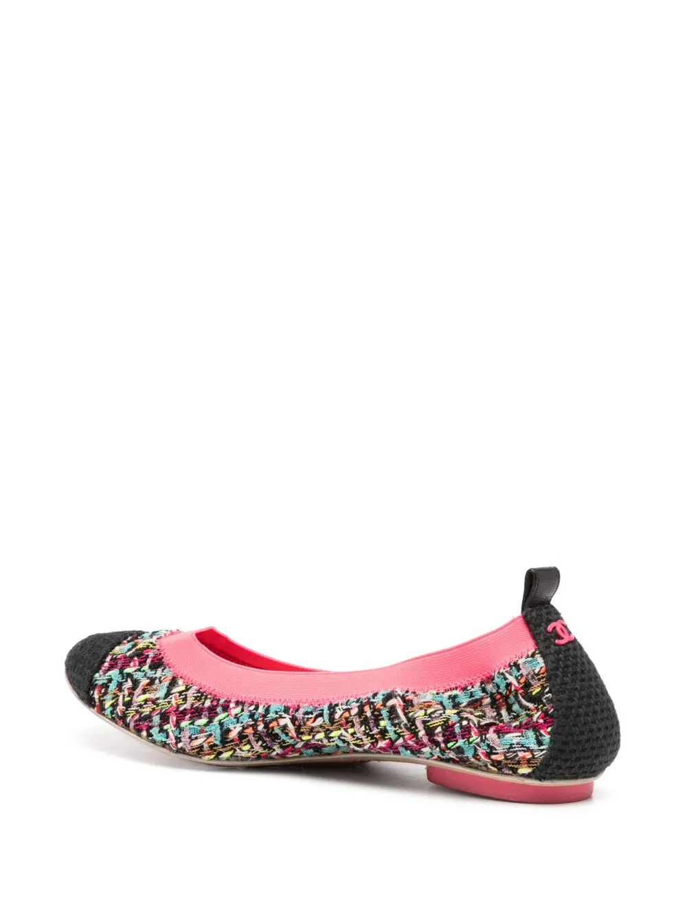 Pre-owned Chanel Tweed Ballerina Shoes In Pink