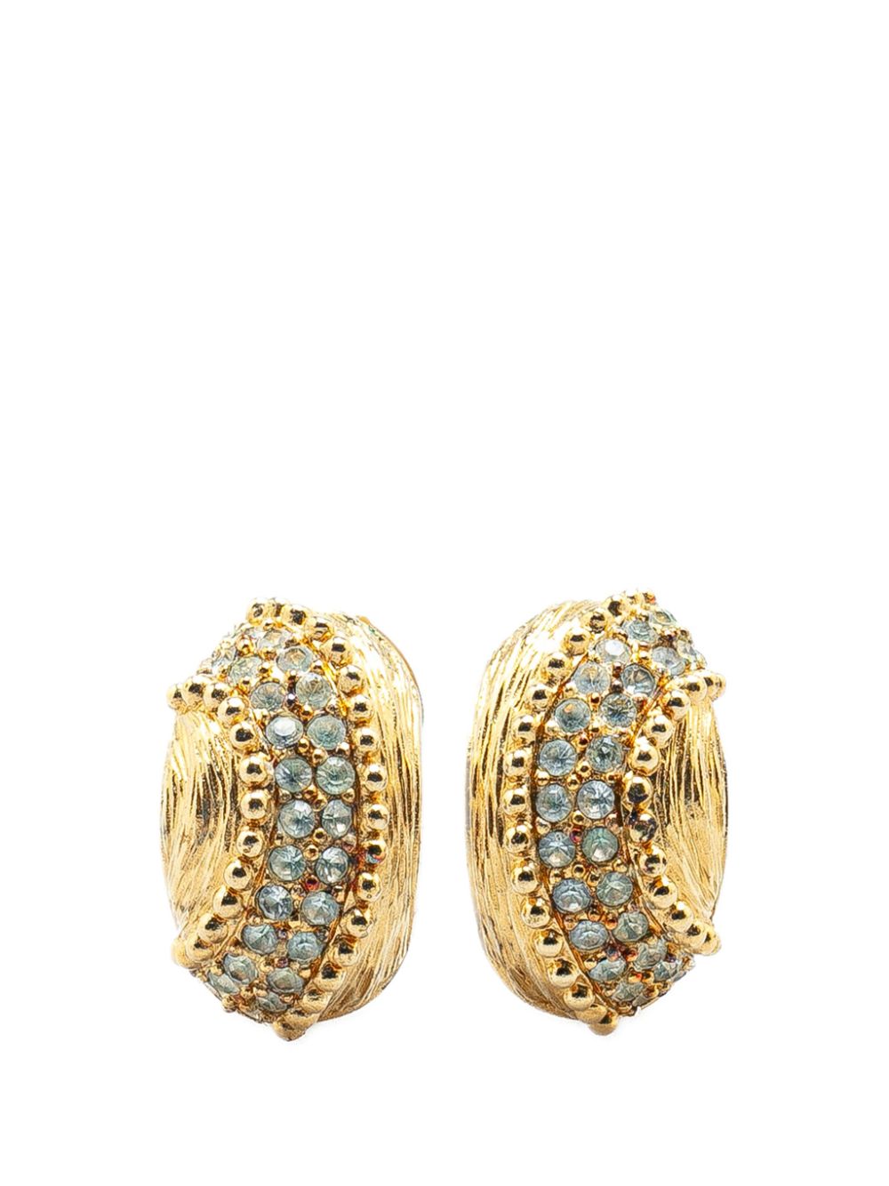 20th Century Gold Plated Rhinestones Clip on costume earrings