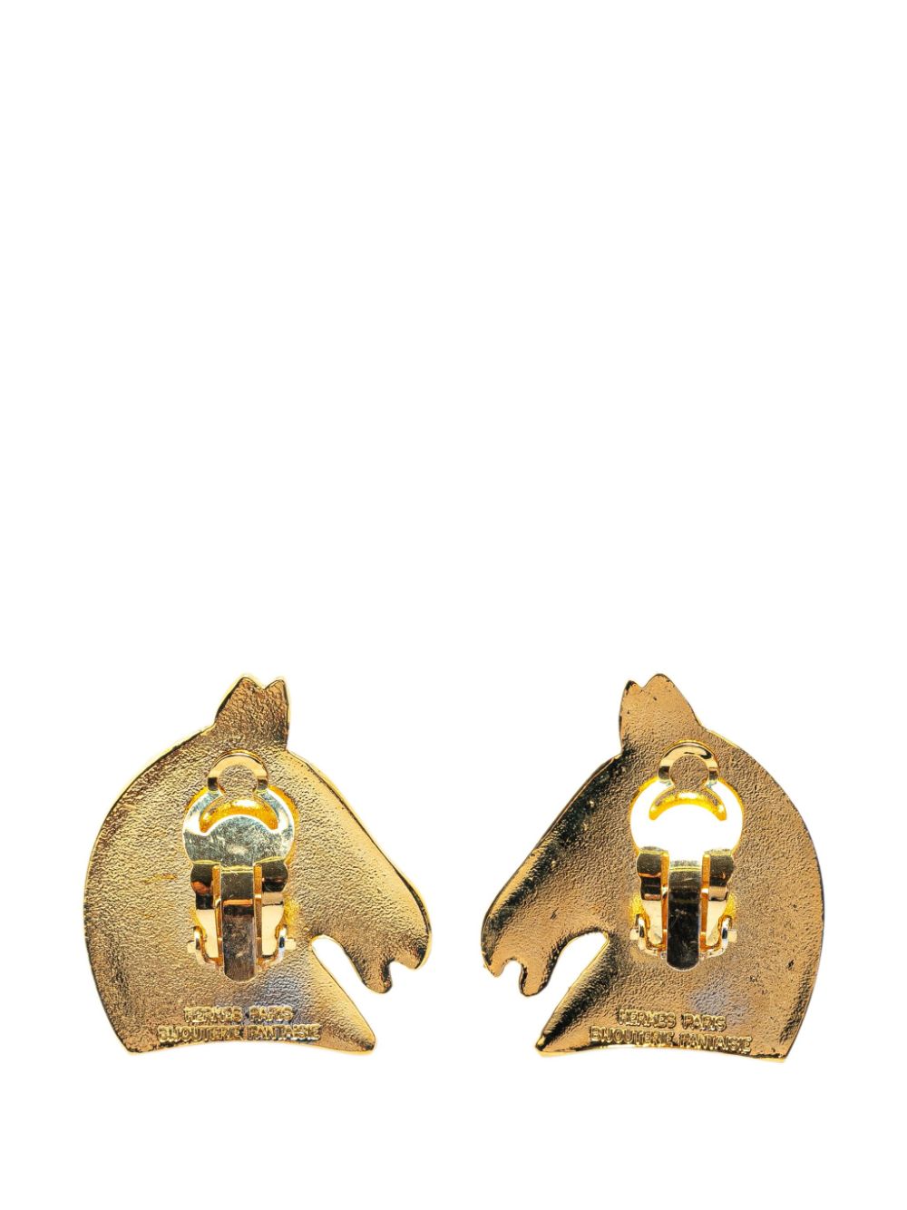 Hermès Pre-Owned 20th Century Gold Plated Cheval Clip On costume earrings - Goud