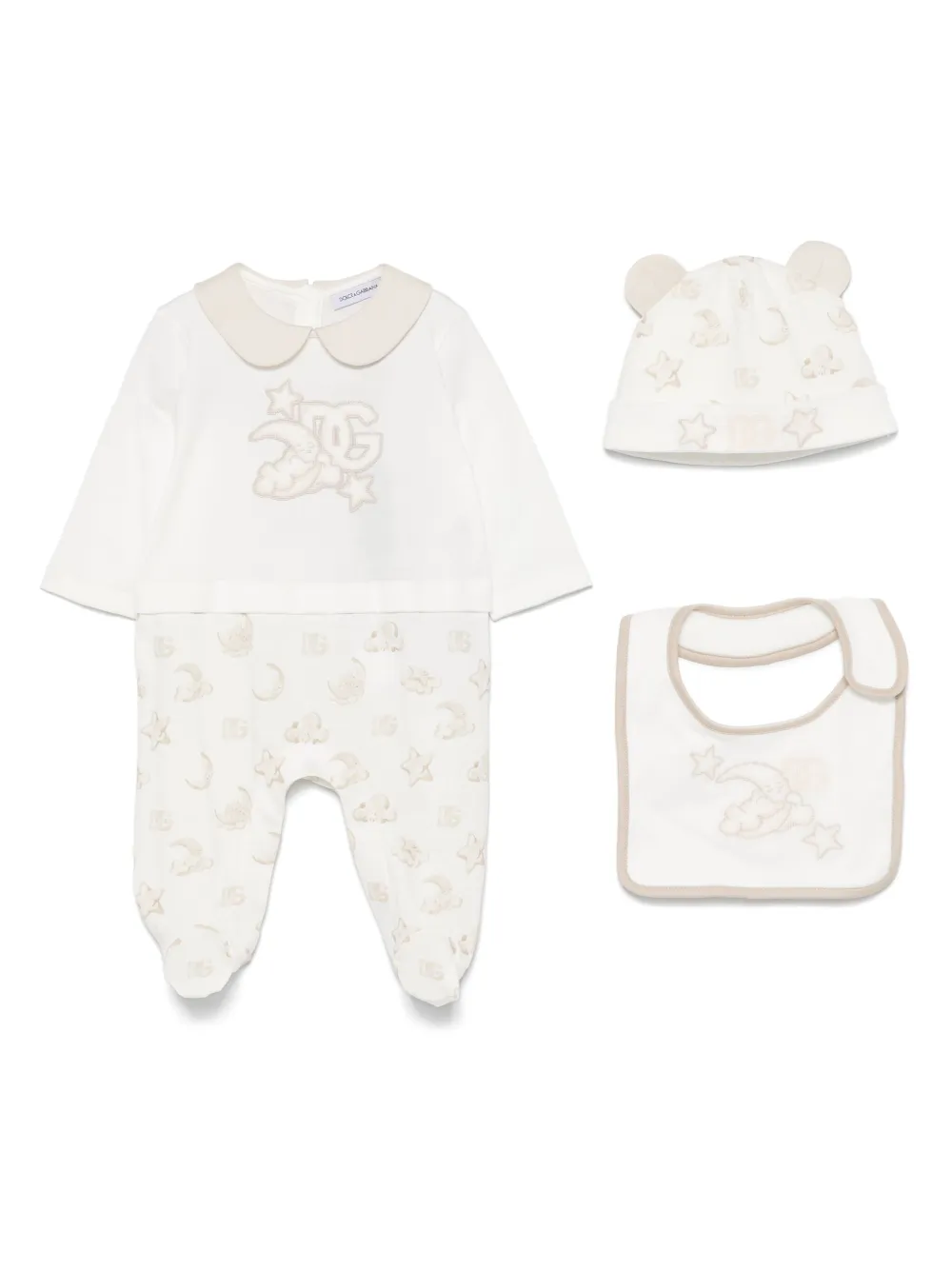 Dolce & Gabbana Kids ロゴパッチ ベビーウェアセット - ニュートラル Dolce & Gabbana Kids ロゴパッチ ベビーウェアセット - ニュートラル