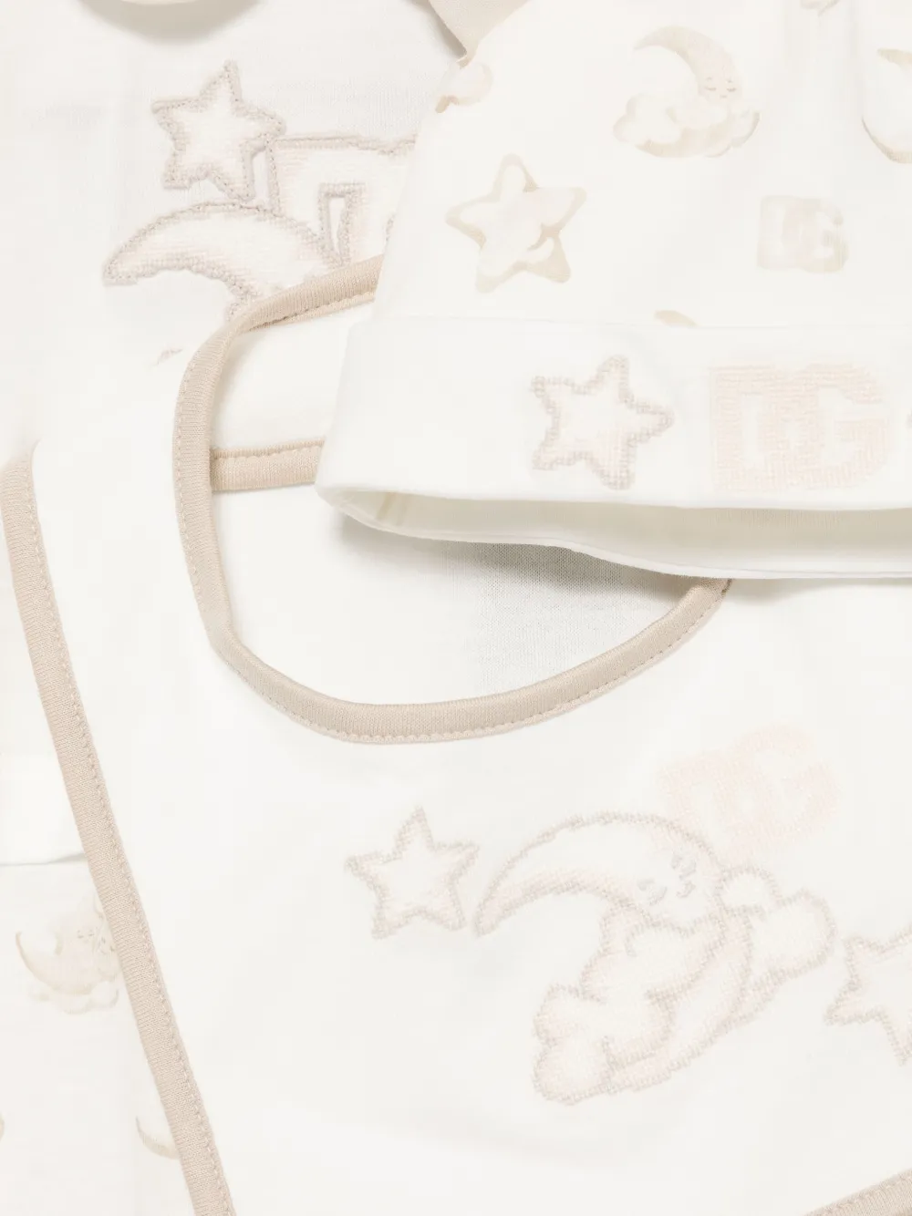 Dolce & Gabbana Kids Romper muts en slabbetje Beige