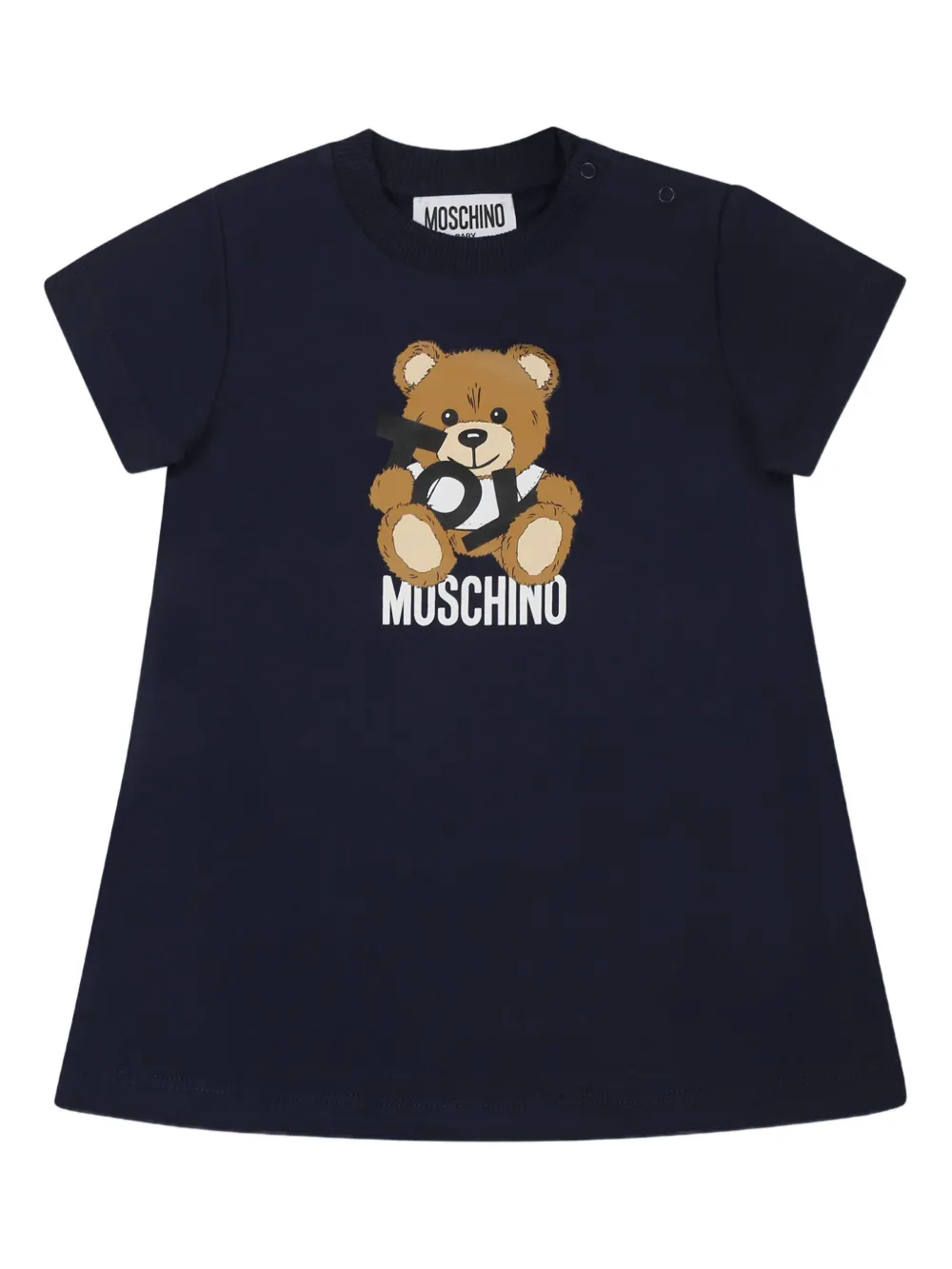 Moschino Kids Mini-jurk met teddybeerprint Blauw