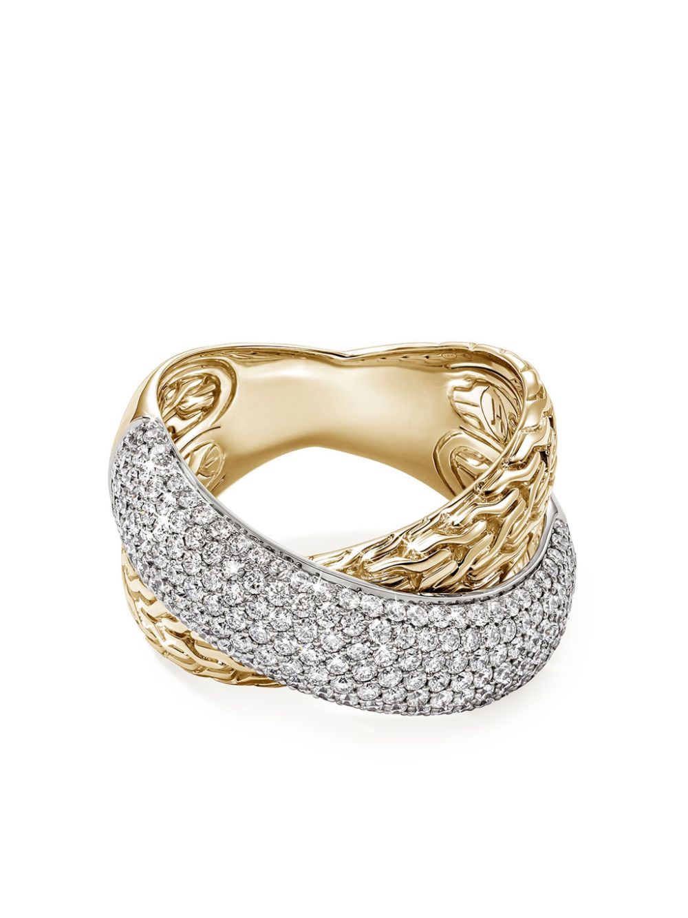 18kt gold Carved Chain diamond ring