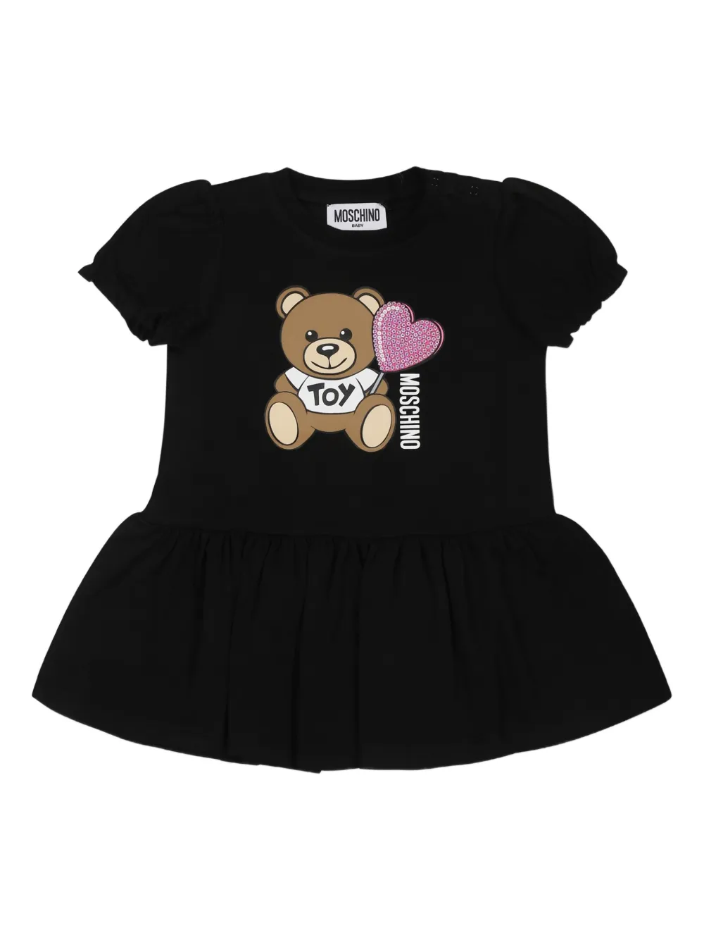 Moschino Kids Mini-jurk met teddybeerprint Zwart