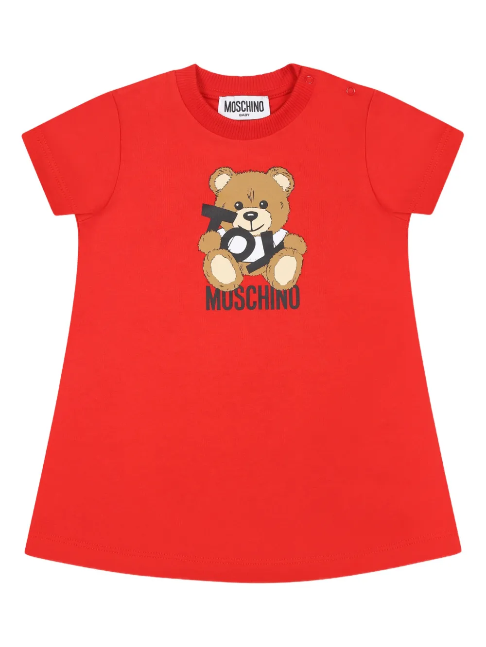 Moschino Kids Mini-jurk met teddybeerprint Rood