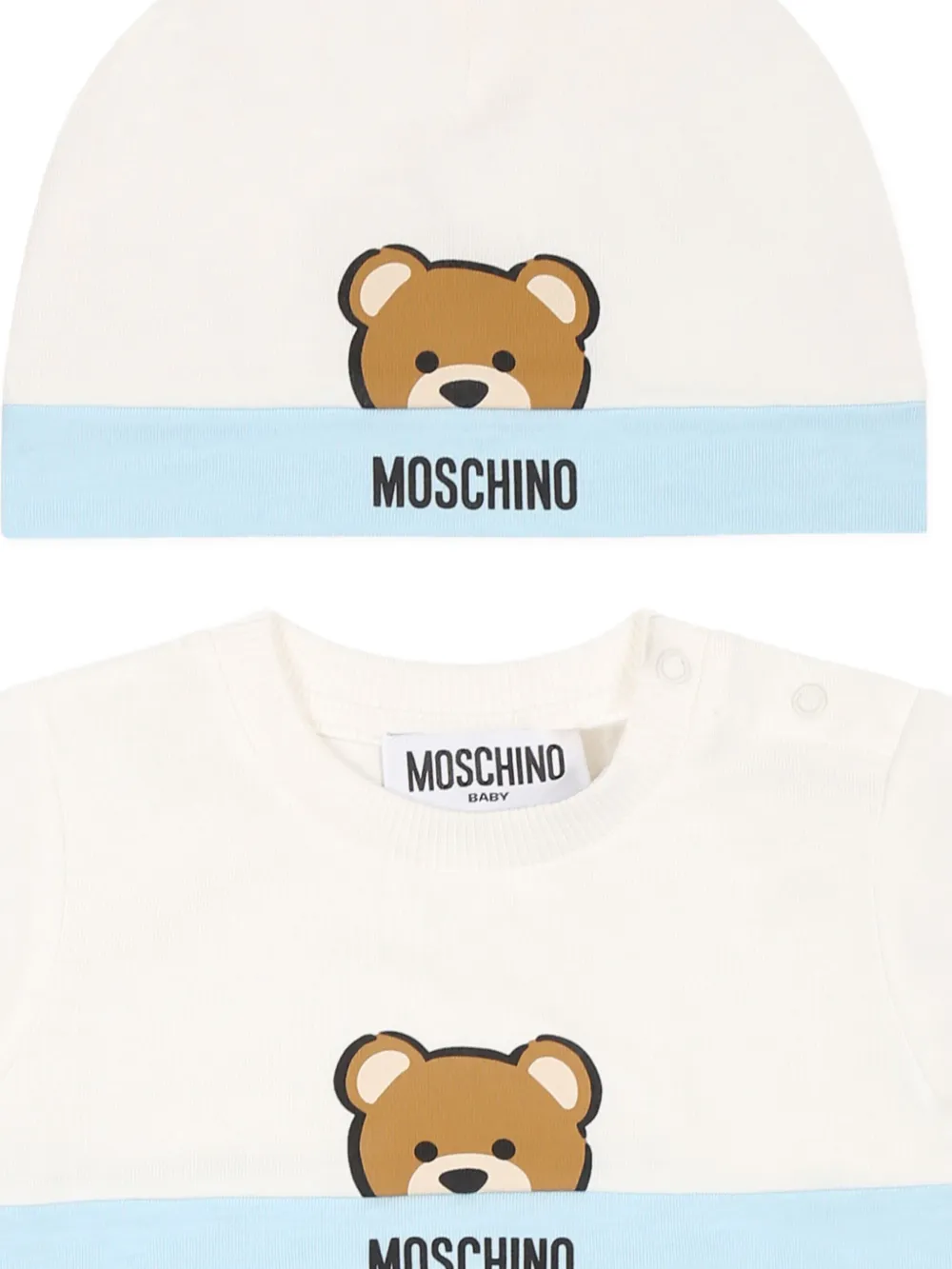 Moschino Kids Romper met logoprint Blauw