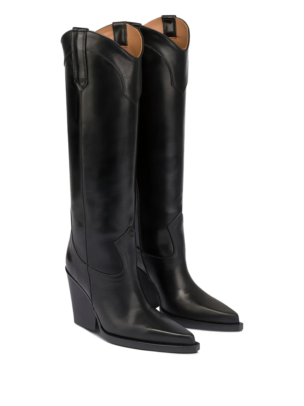 Paris Texas El Dorado calf leather pointed-toe boots Black
