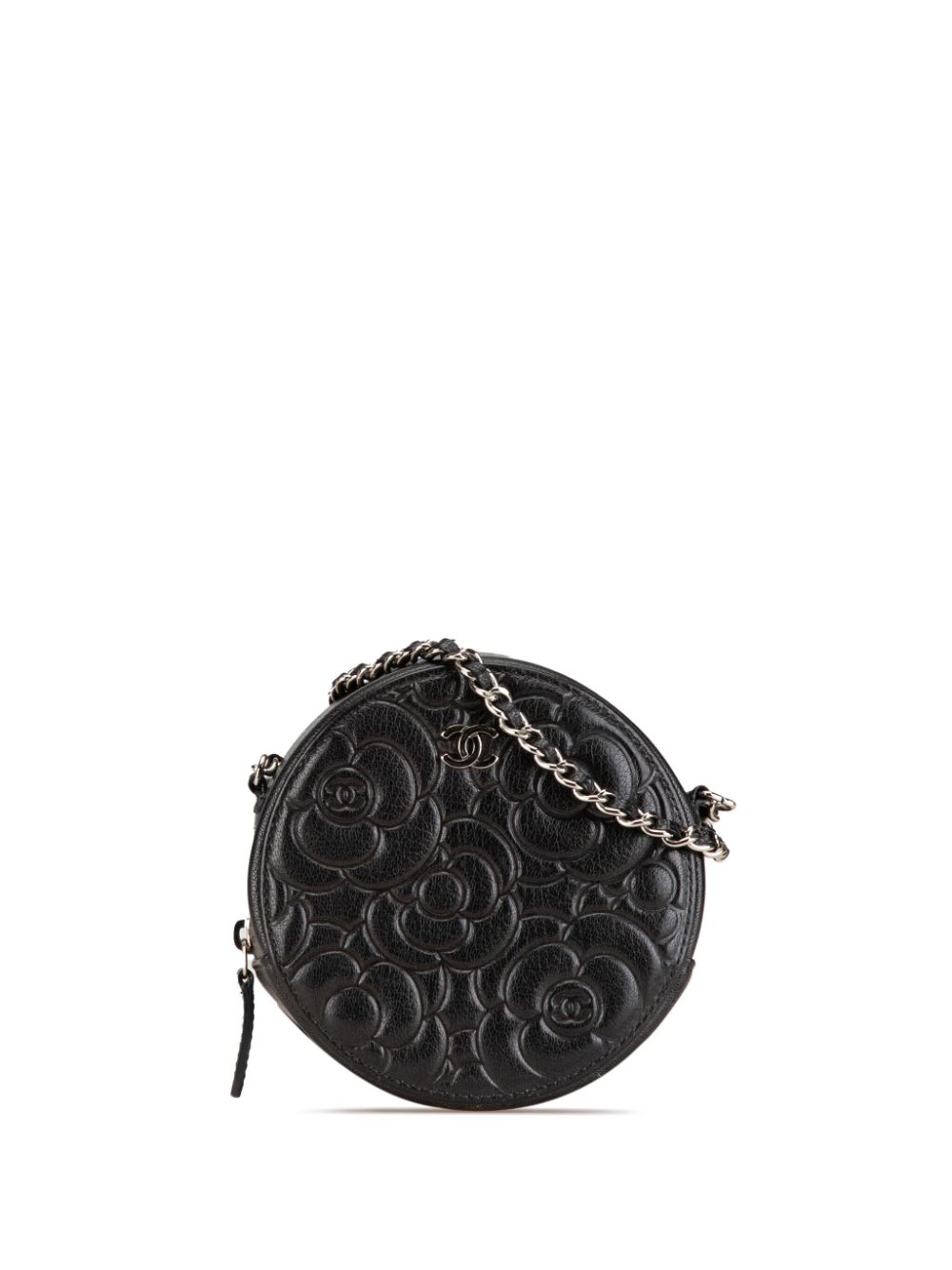 2019 Goatskin Camellia Round Clutch with Chain crossbody bag