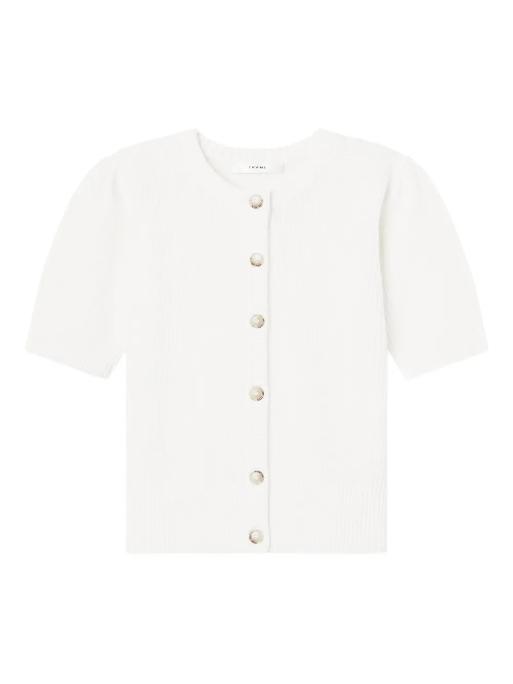 ribbed short-sleeve cardigan