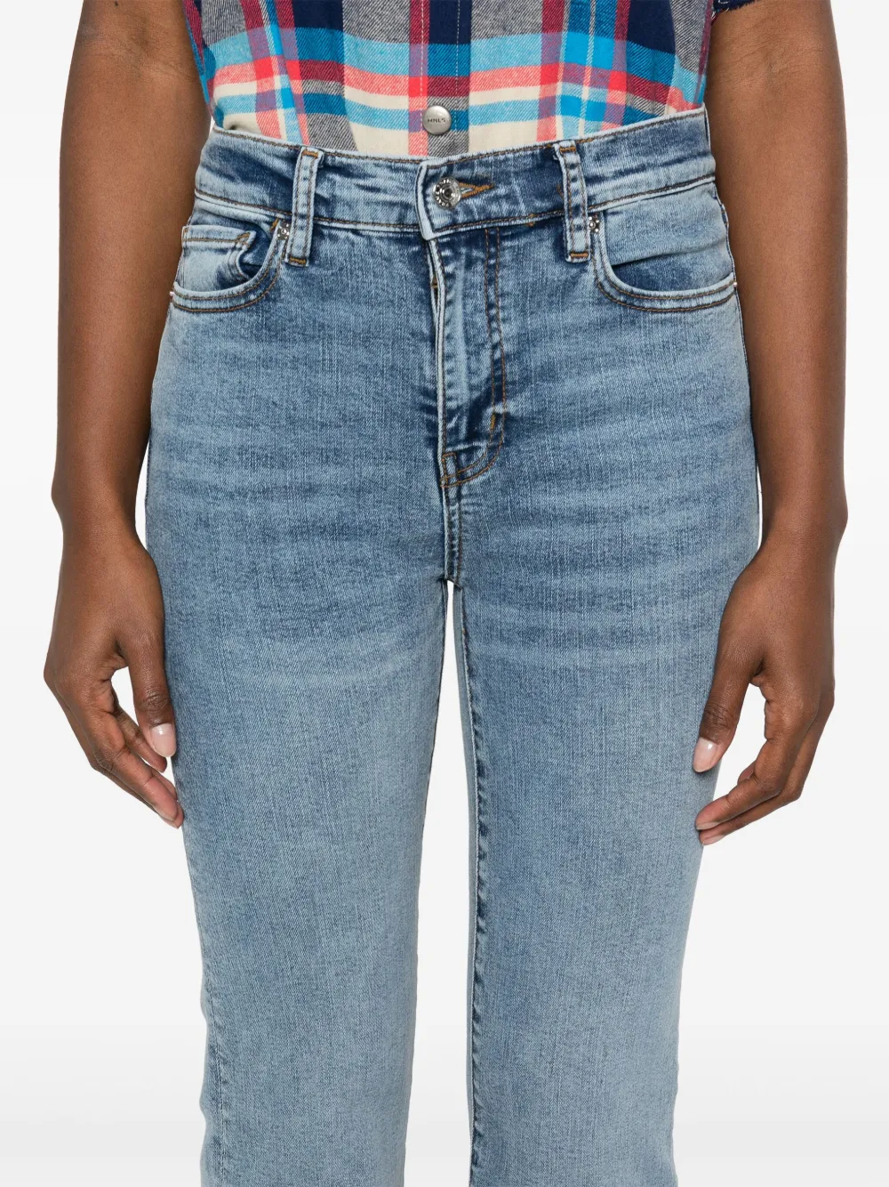 Shop Frame Le Easy Flare Jeans In Blue