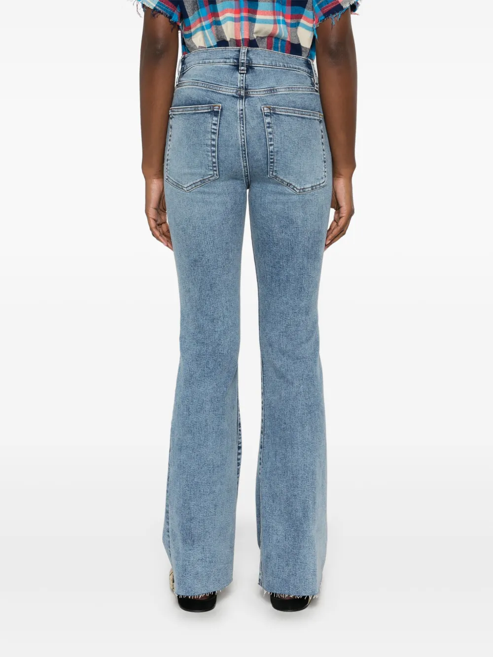 Shop Frame Le Easy Flare Jeans In Blue
