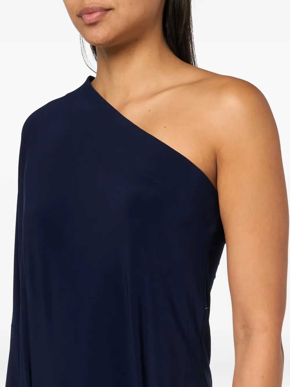 Norma Kamali one-shoulder tie-waist maxi dress Blauw