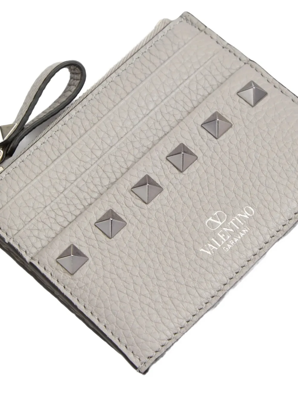 Valentino Garavani stud-embellished zip cardholder - Grijs