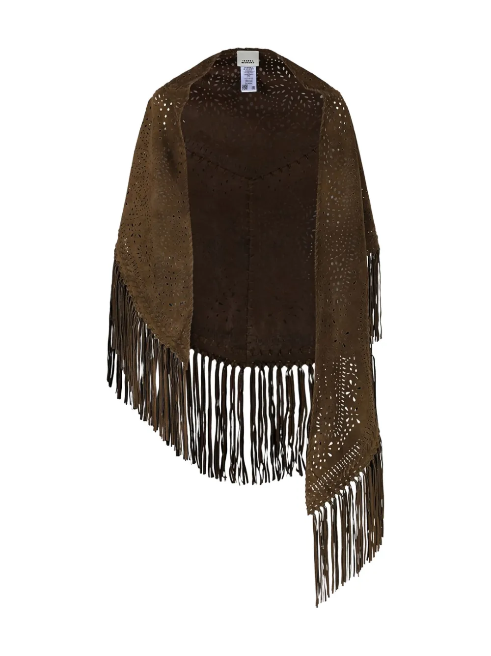 Isabel Marant Perforated Fringed Cape In Brown
