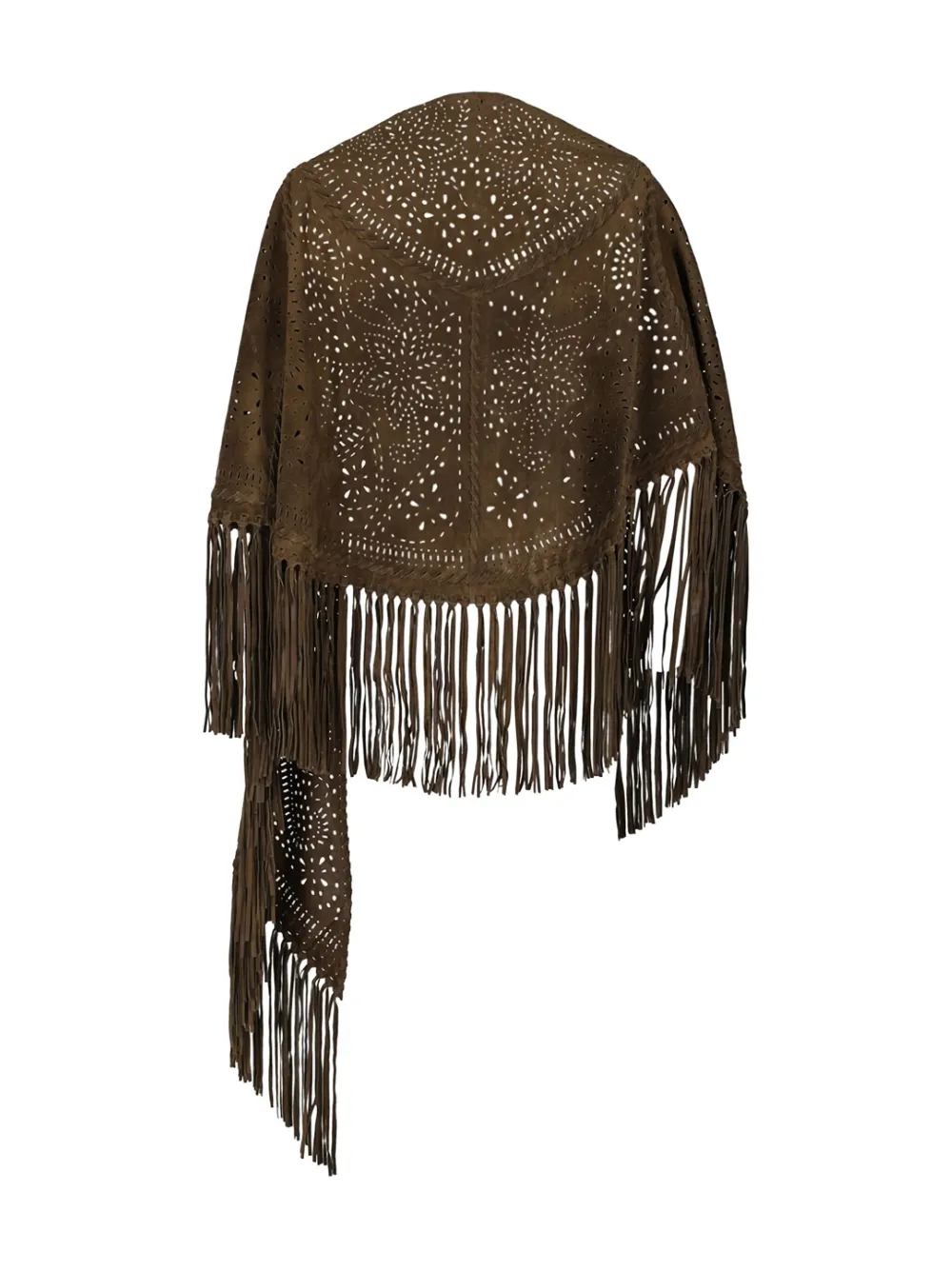 Isabel Marant Perforated Fringed Cape In Brown