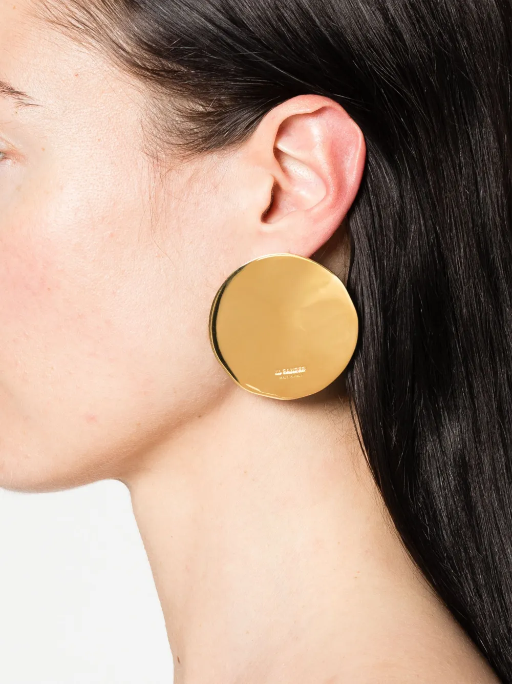 Jil Sander engraved-logo earrings - Goud