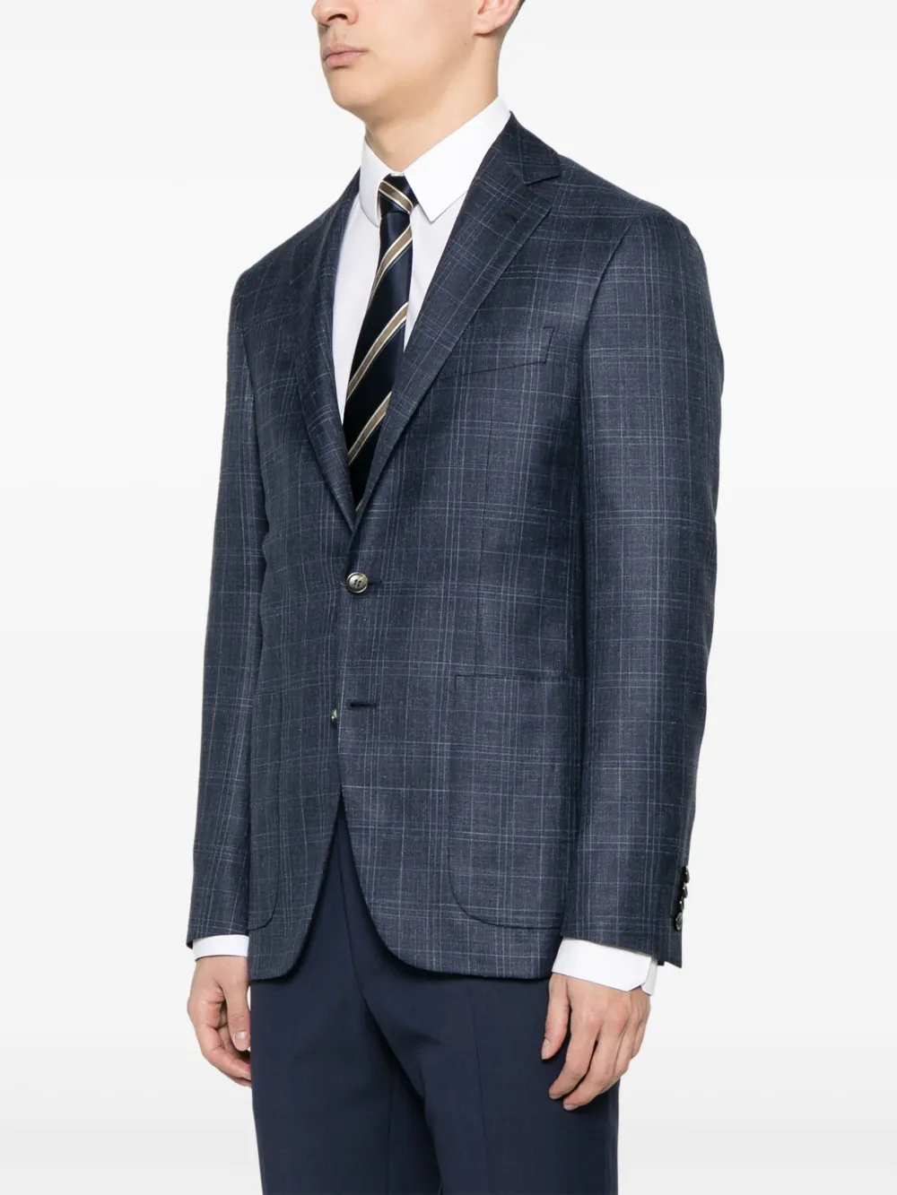 Canali Geruite blazer Blauw