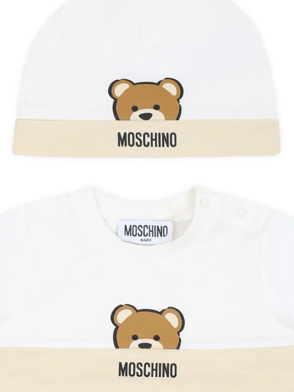 Moschino Kids Romper met teddybeerprint Beige