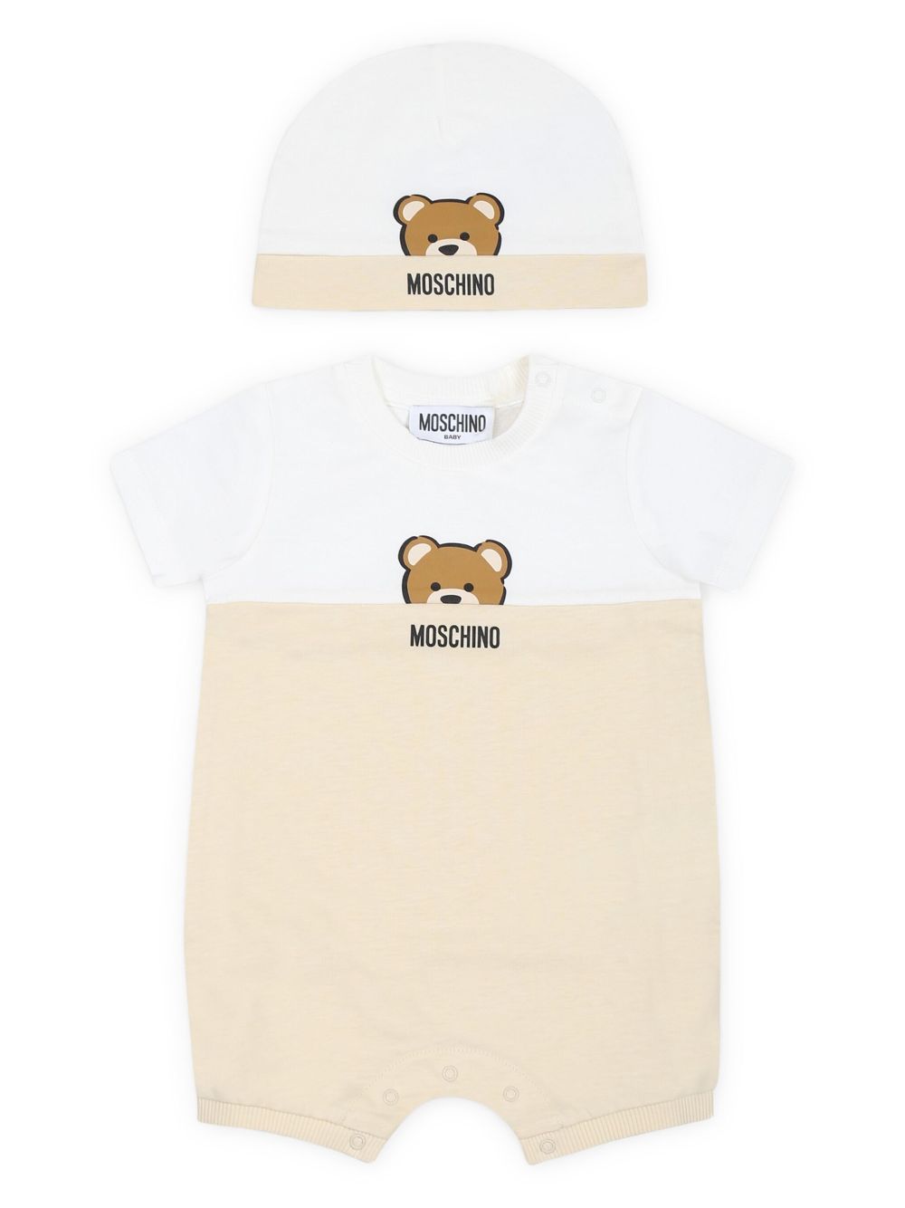 Moschino Kids Teddy Bear print babygrow set - Neutrals