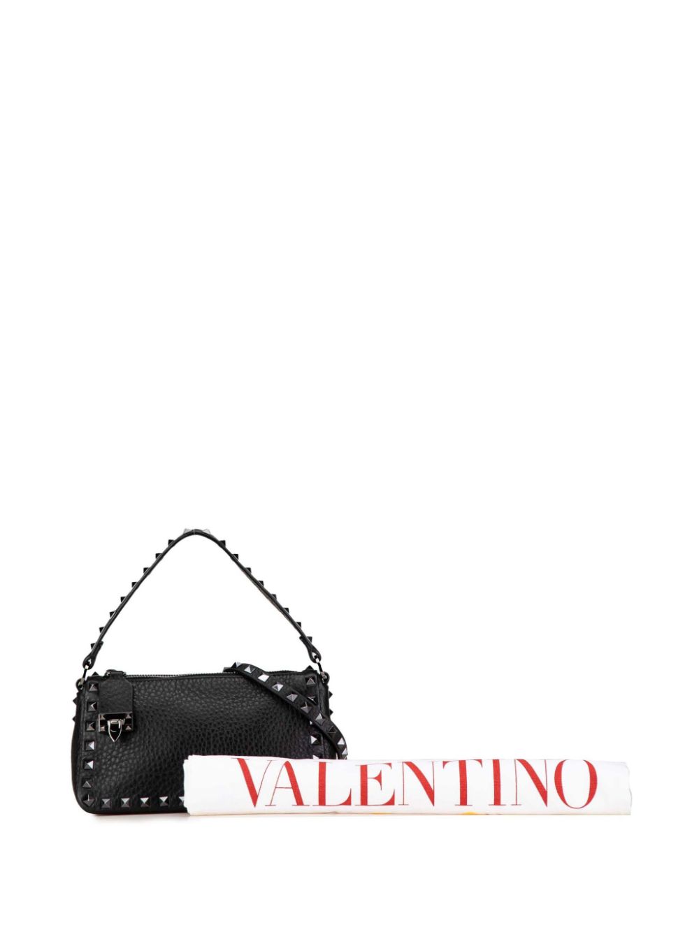 Valentino Garavani Pre-Owned 2010-2023 Small Pebbled Calfskin Rockstud Flip Lock satchel - Zwart