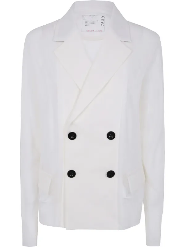 Sacai Double-breasted Jacket in White