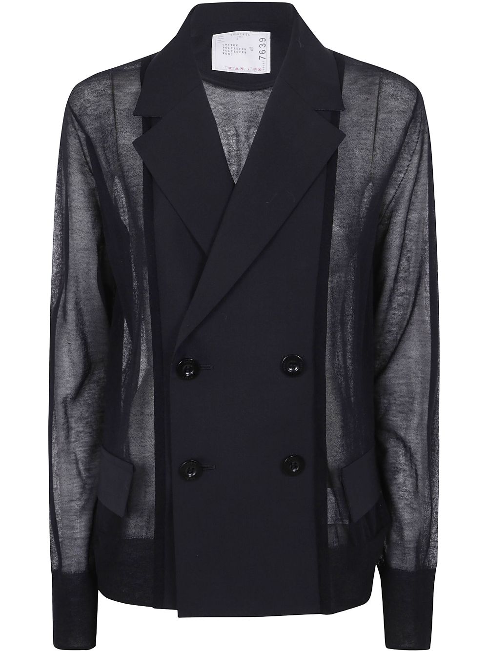 sacai semi-sheer blazer - Black