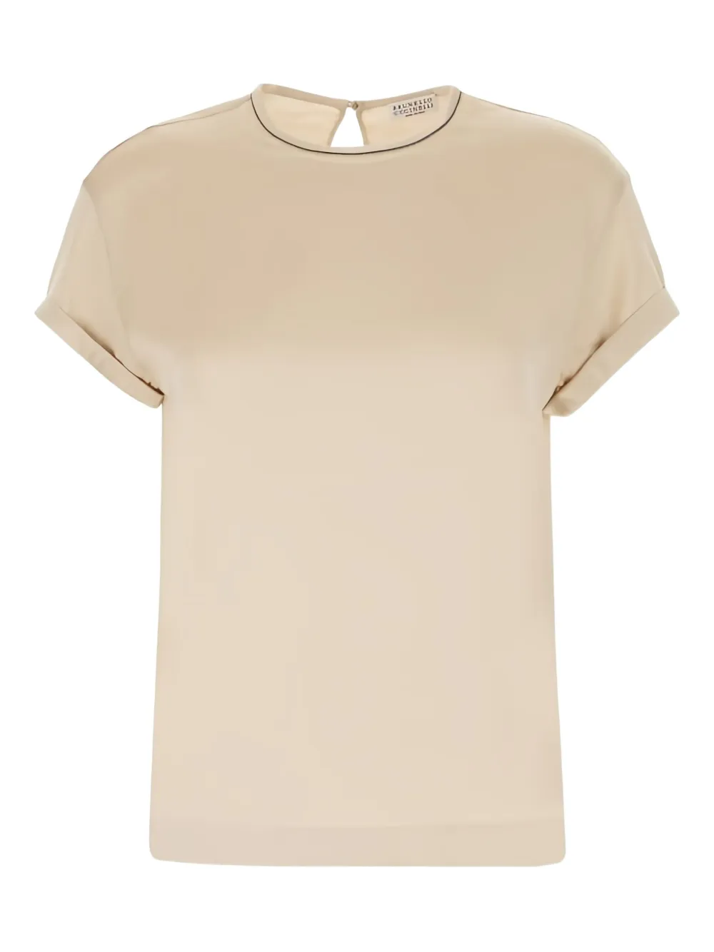 Brunello Cucinelli contrasting-collar T-shirt | Neutrals | Image 1