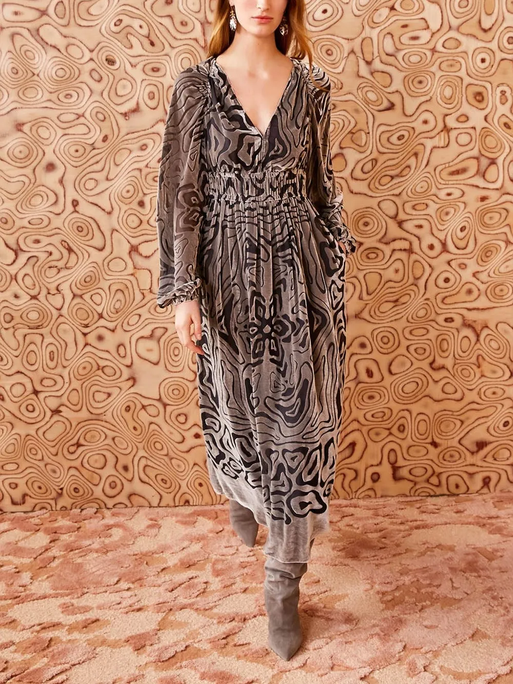 Ulla Johnson Elora midi-jurk Grijs