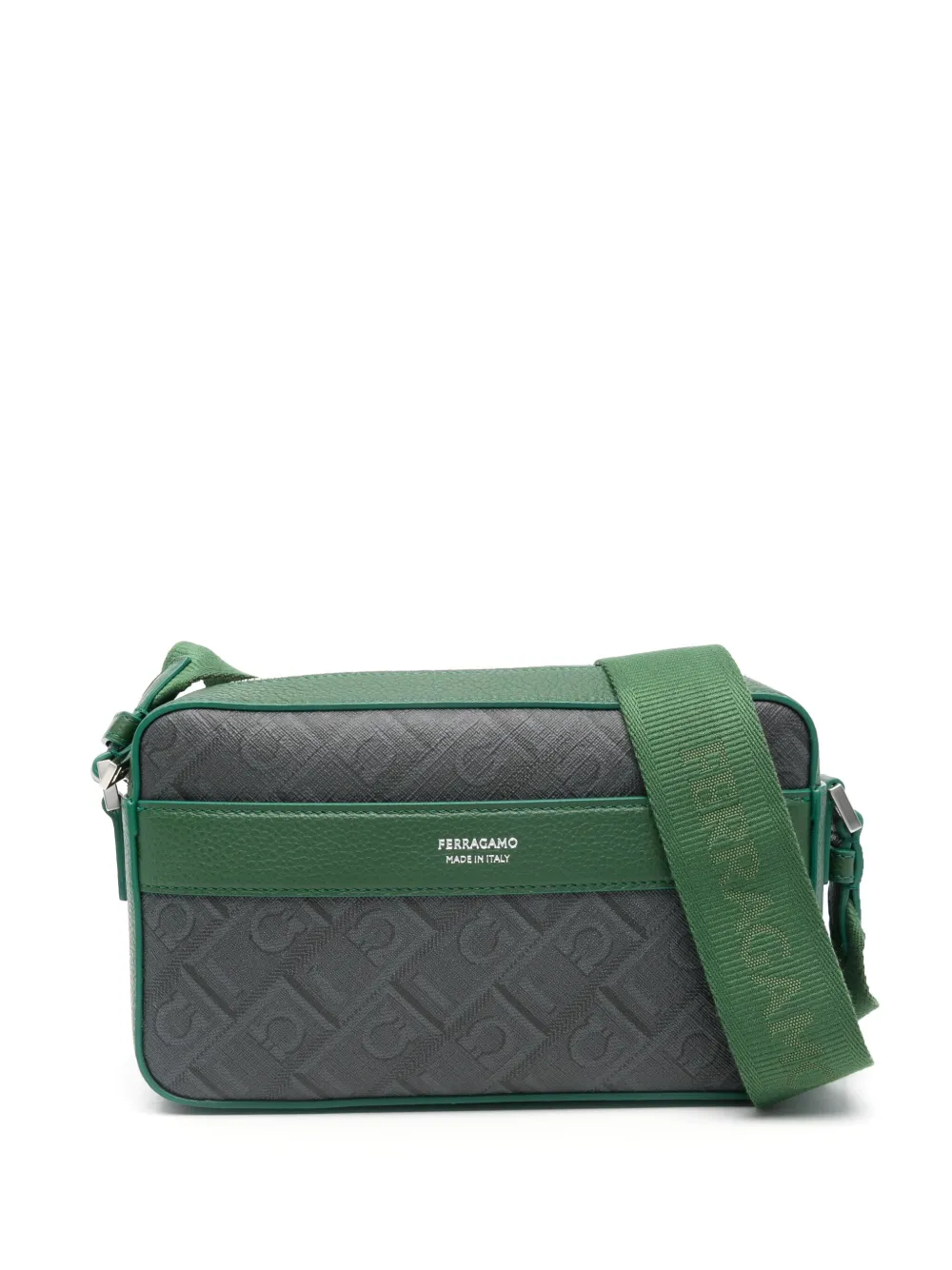 Ferragamo Messenger tas met Gancini-patroon Groen