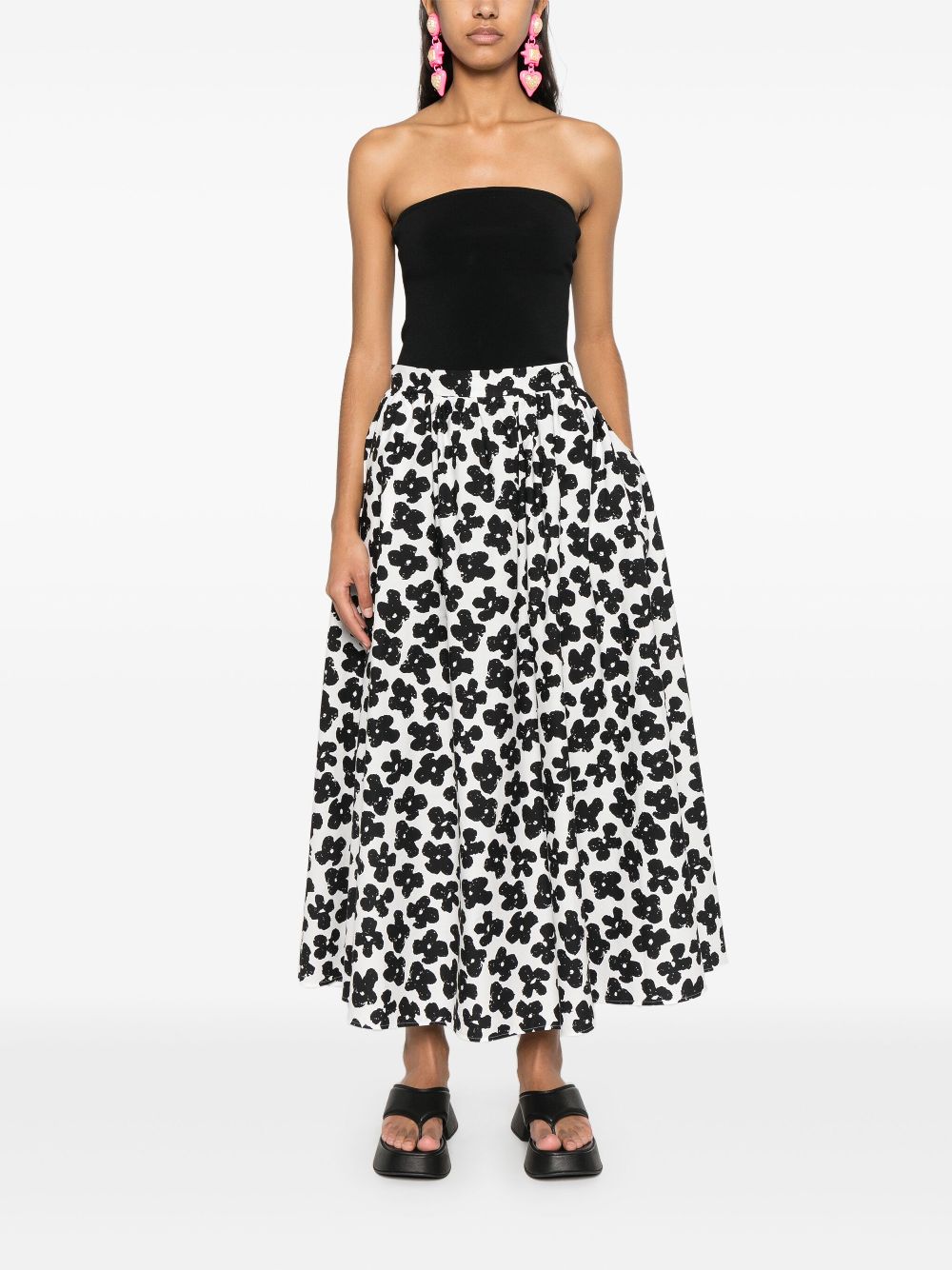 MSGM Maxi-rok met bloemenprint - Wit