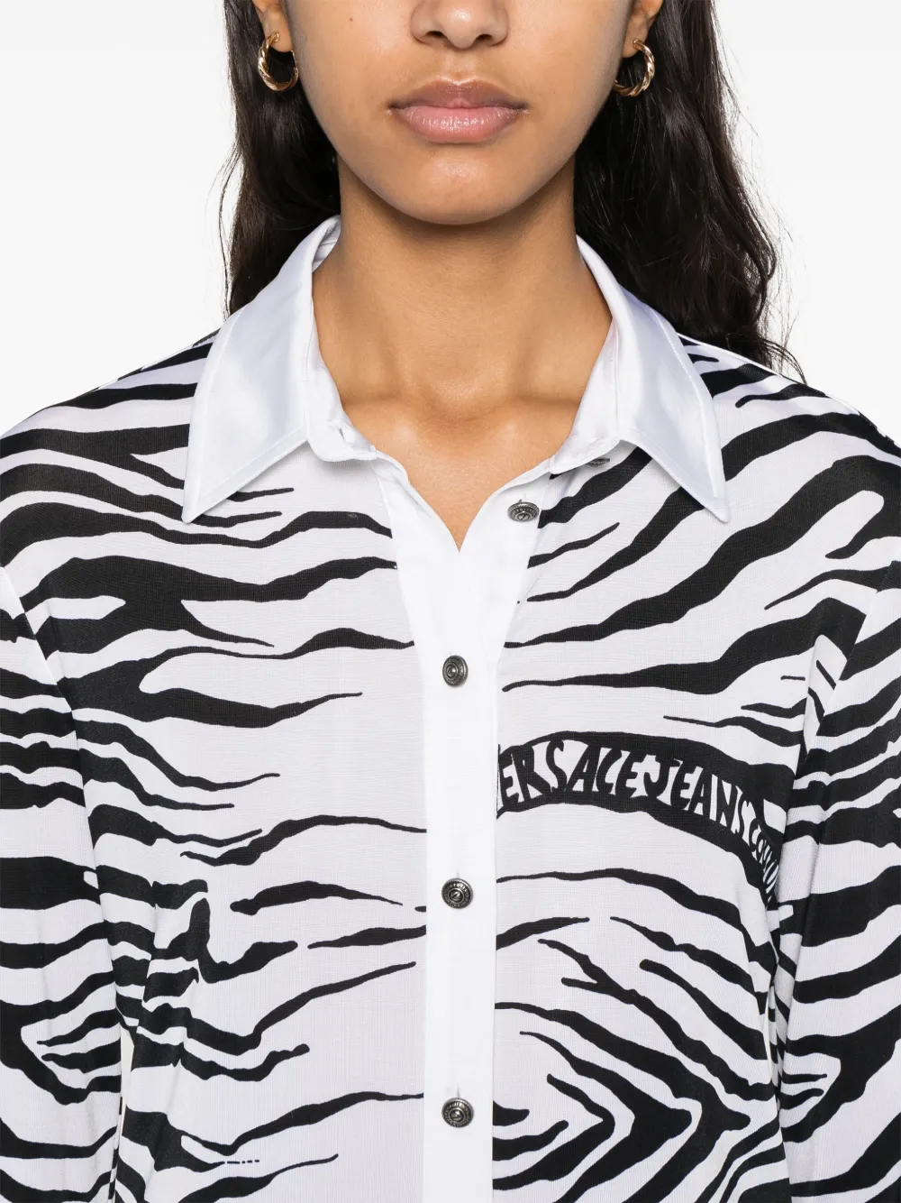 Shop Versace Jeans Couture Zebra Shirt In Black